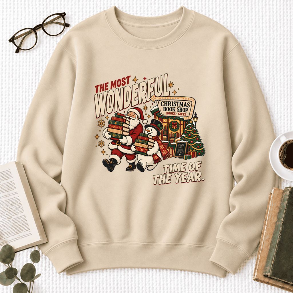 The Most Wonderful Time Softstyle Sweatshirt | Christmas Reader Gift Sand