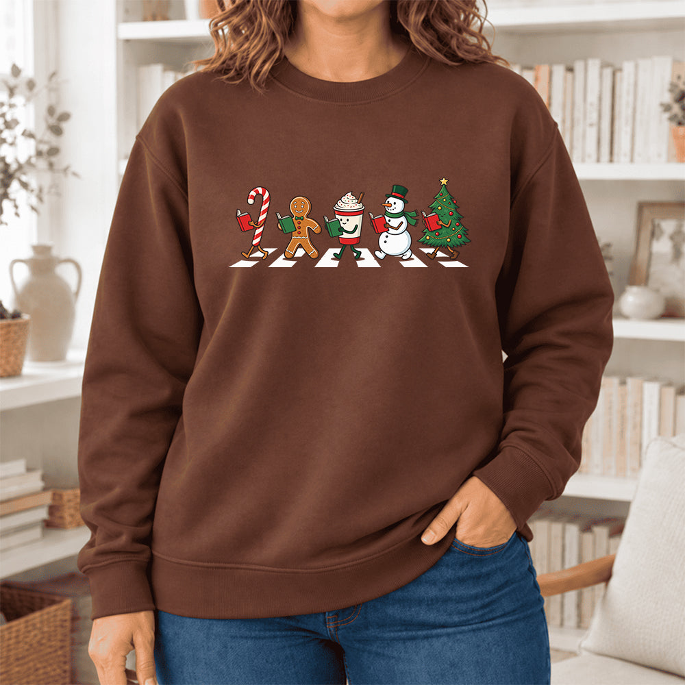 Christmas Reading Parade Softstyle Sweatshirt | Christmas Gift For Readers Cocoa