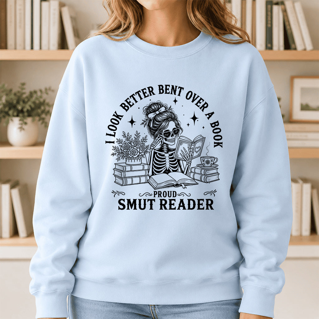 I Look Better Bend Over A Book Crewneck Sweatshirt | Reader Gift Light Blue