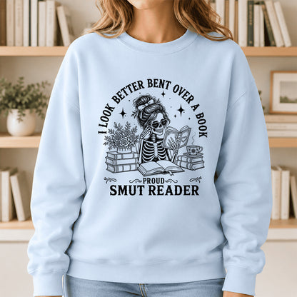 I Look Better Bend Over A Book Crewneck Sweatshirt | Reader Gift Light Blue