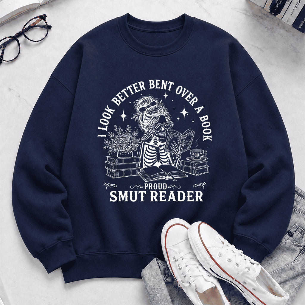 I Look Better Bend Over A Book Crewneck Sweatshirt | Reader Gift Navy