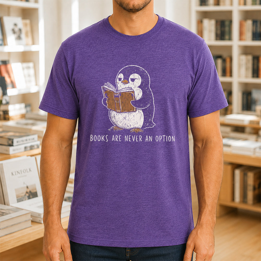 Books Are Never An Option Softstyle T-Shirt | Book Lover Gift Heather Purple