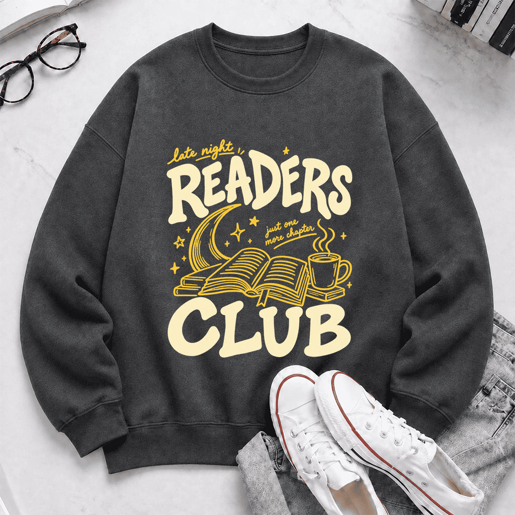 Late Night Readers Club Crewneck Sweatshirt | Reader Gift Dark Heather