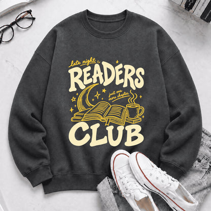 Late Night Readers Club Crewneck Sweatshirt | Reader Gift Dark Heather