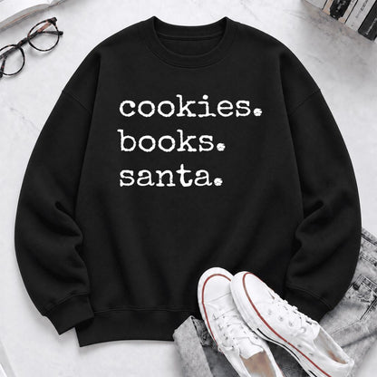 Cookies Books Santa Softstyle Sweatshirt | Christmas Book Lover Gift Black