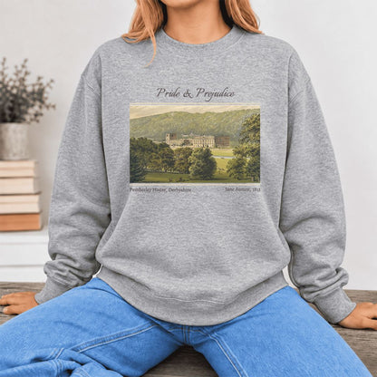 Pemberley House Pride And Prejudice Softstyle Sweatshirt | Classics Book Lover Gift Sport Grey