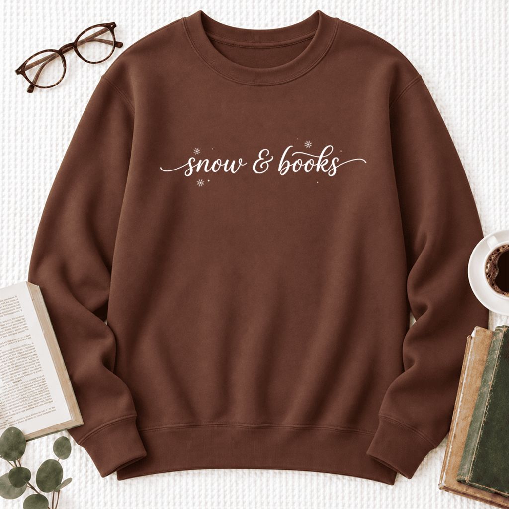 Snow & Books Softstyle Sweatshirt | Christmas Book Lover Gift Cocoa