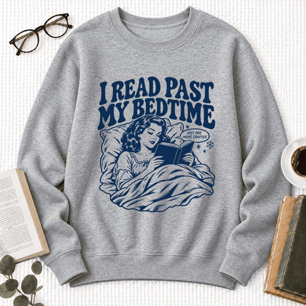 I Read Past My Bed Time Softstyle Sweatshirt | Cozy Reader Gift Sport Grey