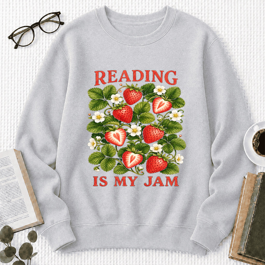 Reading Is My Jam Crewneck Sweatshirt | Reader Gift Sport Grey