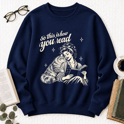 How You Read Siberian Softstyle Sweatshirt | Cozy Cat Lover Reader Gift Navy