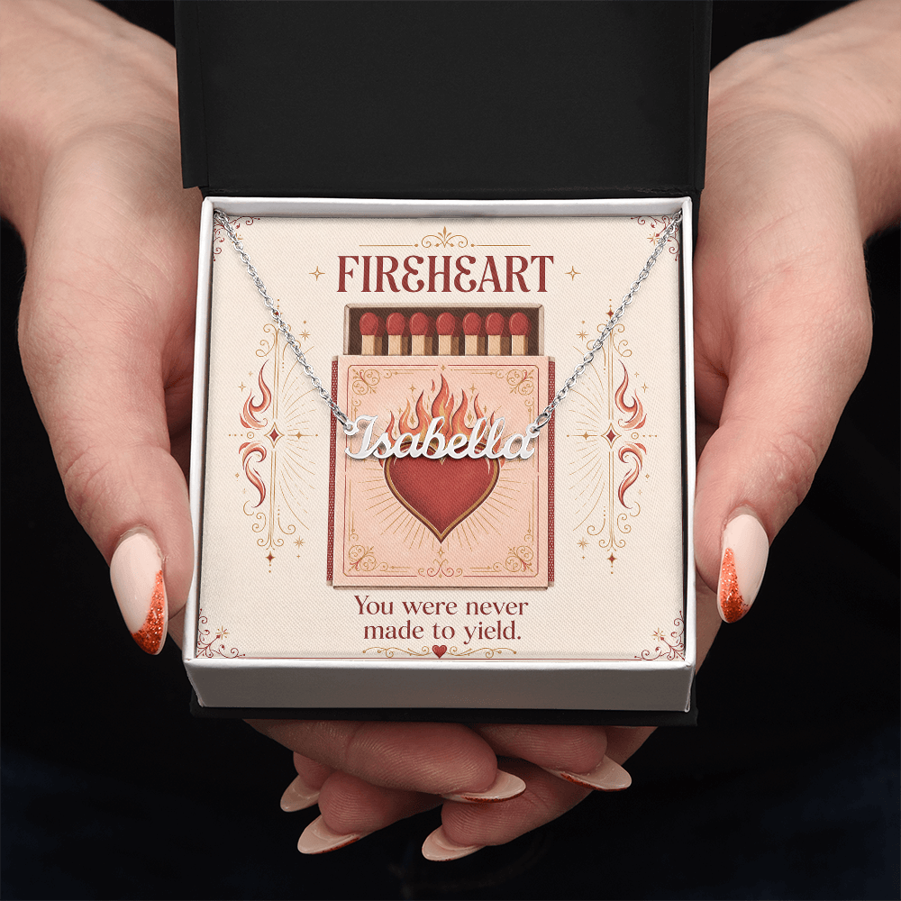 Fireheart Decorative Card And Custom Name Polished Stainless Steel Necklace With Box Book Lover Gift Font 1