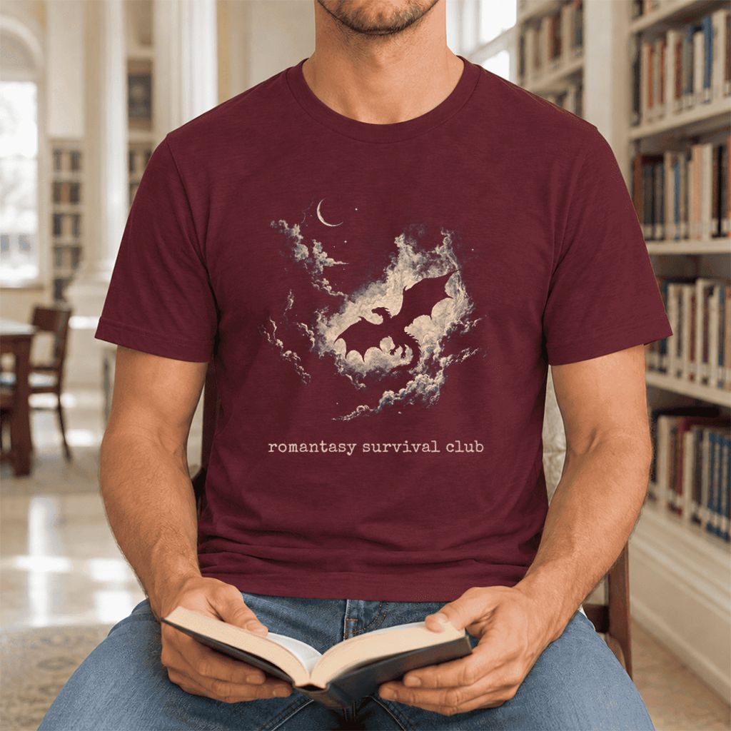 Romantasy Survival Club Ultra-Soft Cotton T-Shirt | Fantasy Book Lover Gift Maroon