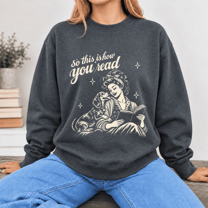How You Read Dachshund Softstyle Sweatshirt | Cozy Dog Mom Reader Gift Dark Heather