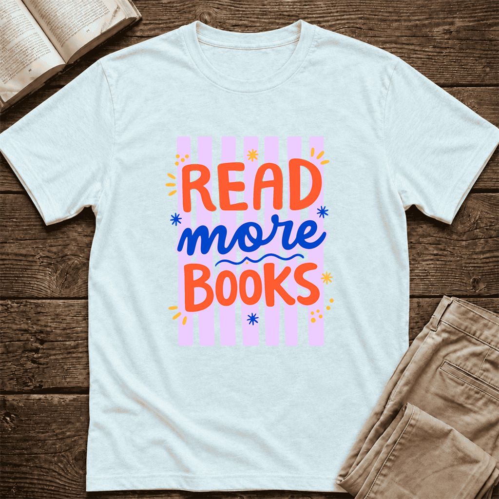 Read More Books Ultra-Soft Cotton T-Shirt | Reader Gift Heather Ice Blue