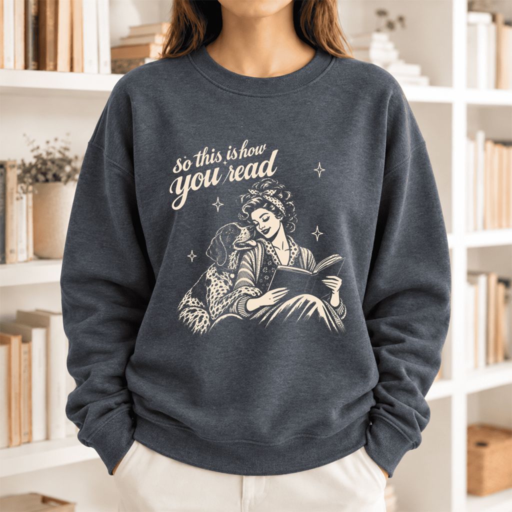 How You Read German Shorthaired Pointer Softstyle Sweatshirt | Cozy Dog Mom Gift Dark Heather