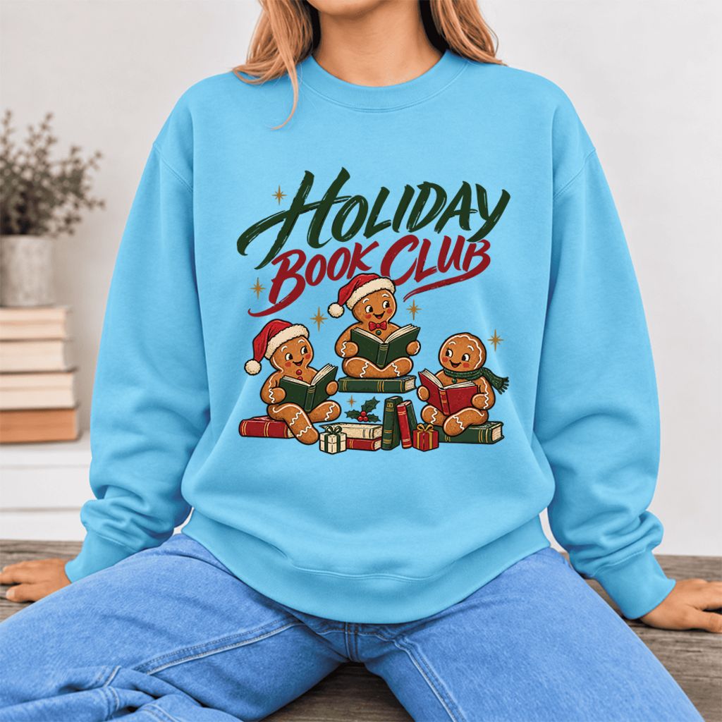 Holiday Book Club Softstyle Sweatshirt | Christmas Book Club Gift Sky