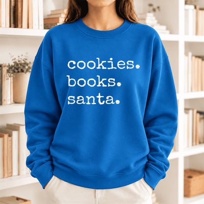 Cookies Books Santa Softstyle Sweatshirt | Christmas Book Lover Gift Royal