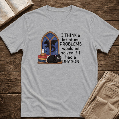 If I Could Have A Dragon Ultra-Soft Cotton T-Shirt | Fantasy Book Lover Gift Athletic Heather