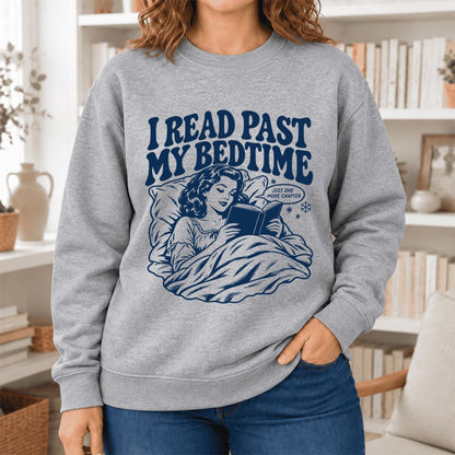 I Read Past My Bed Time Softstyle Sweatshirt | Cozy Reader Gift Sport Grey