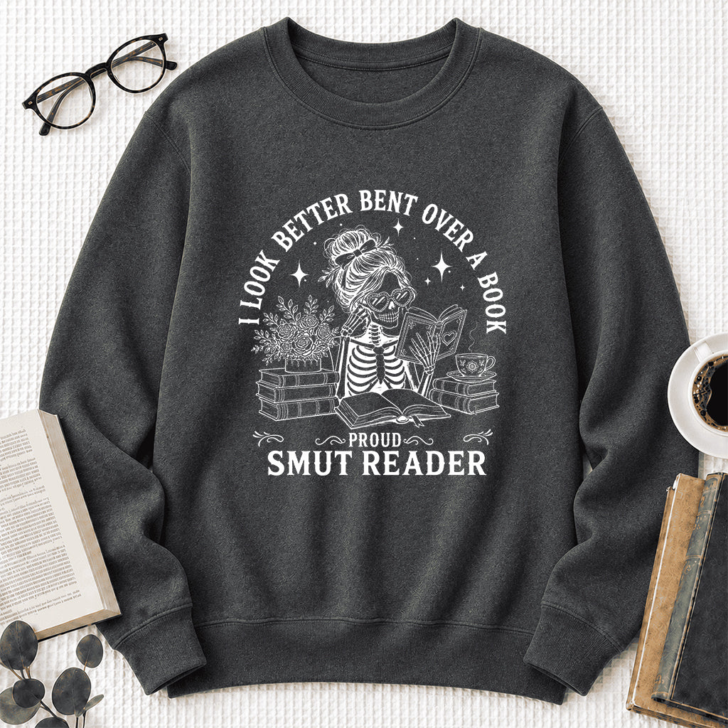 I Look Better Bend Over A Book Crewneck Sweatshirt | Reader Gift Dark Heather
