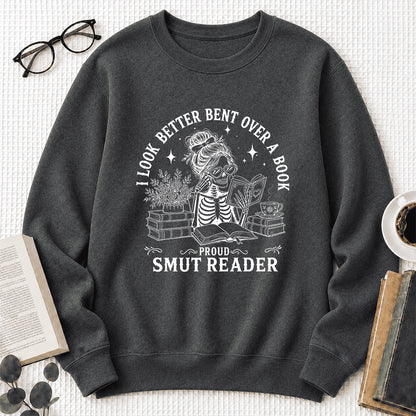 I Look Better Bend Over A Book Crewneck Sweatshirt | Reader Gift Dark Heather