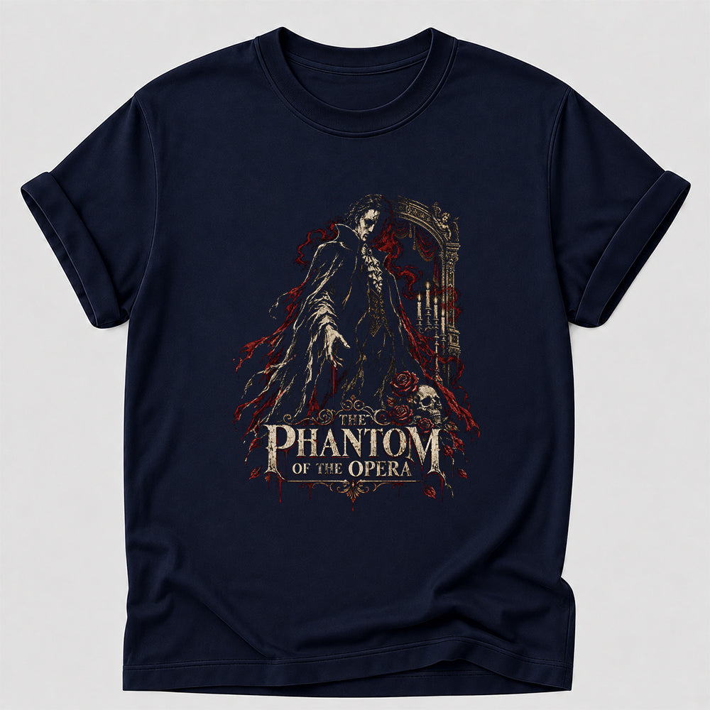 The Phantom Of The Opera Printed T-Shirt | Halloween Book Lover Gift Navy