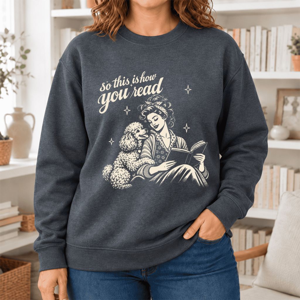 How You Read Poodle Softstyle Sweatshirt | Cozy Dog Mom Reader Gift Dark Heather
