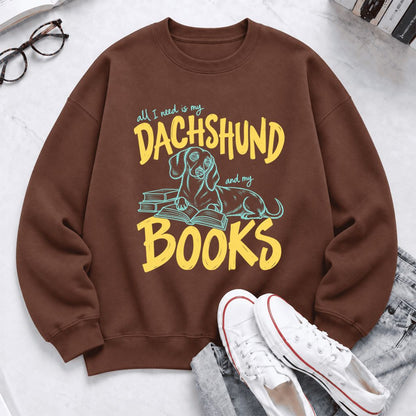 All I Need Is My Dachshund And My Books Softstyle Sweatshirt | Gift Cocoa