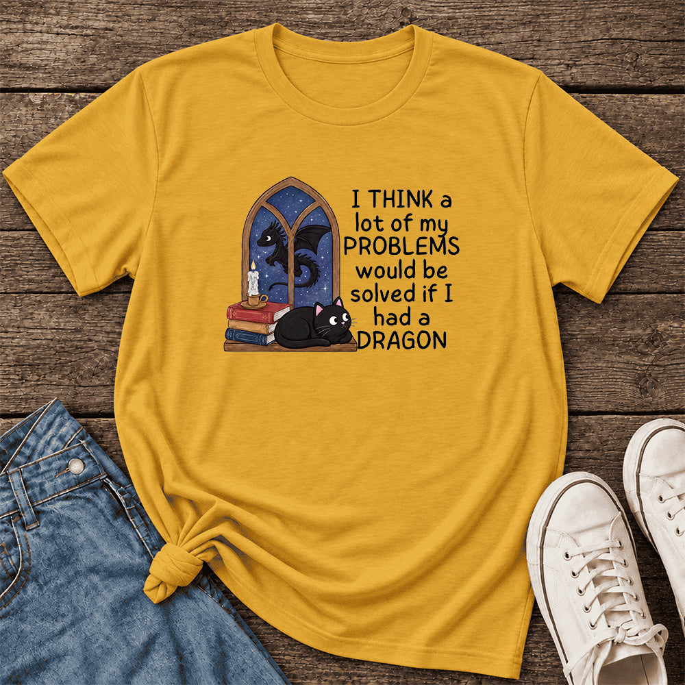 If I Could Have A Dragon Ultra-Soft Cotton T-Shirt | Fantasy Book Lover Gift Mustard