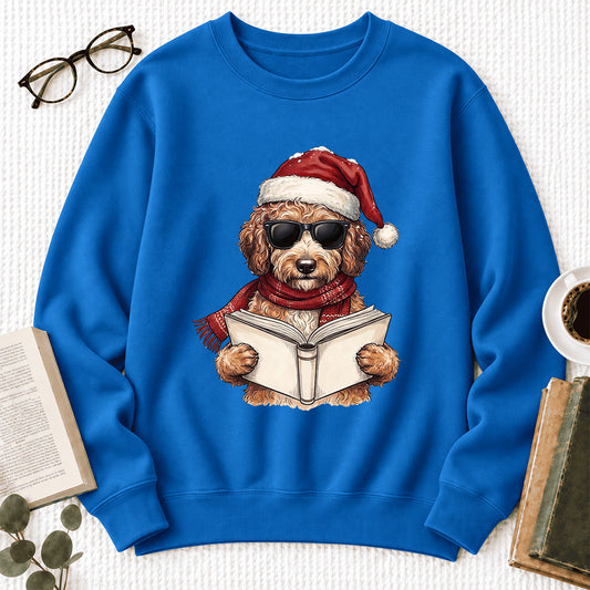 Poodle Reads Book Softstyle Sweatshirt | Christmas Book Lover Gift Royal