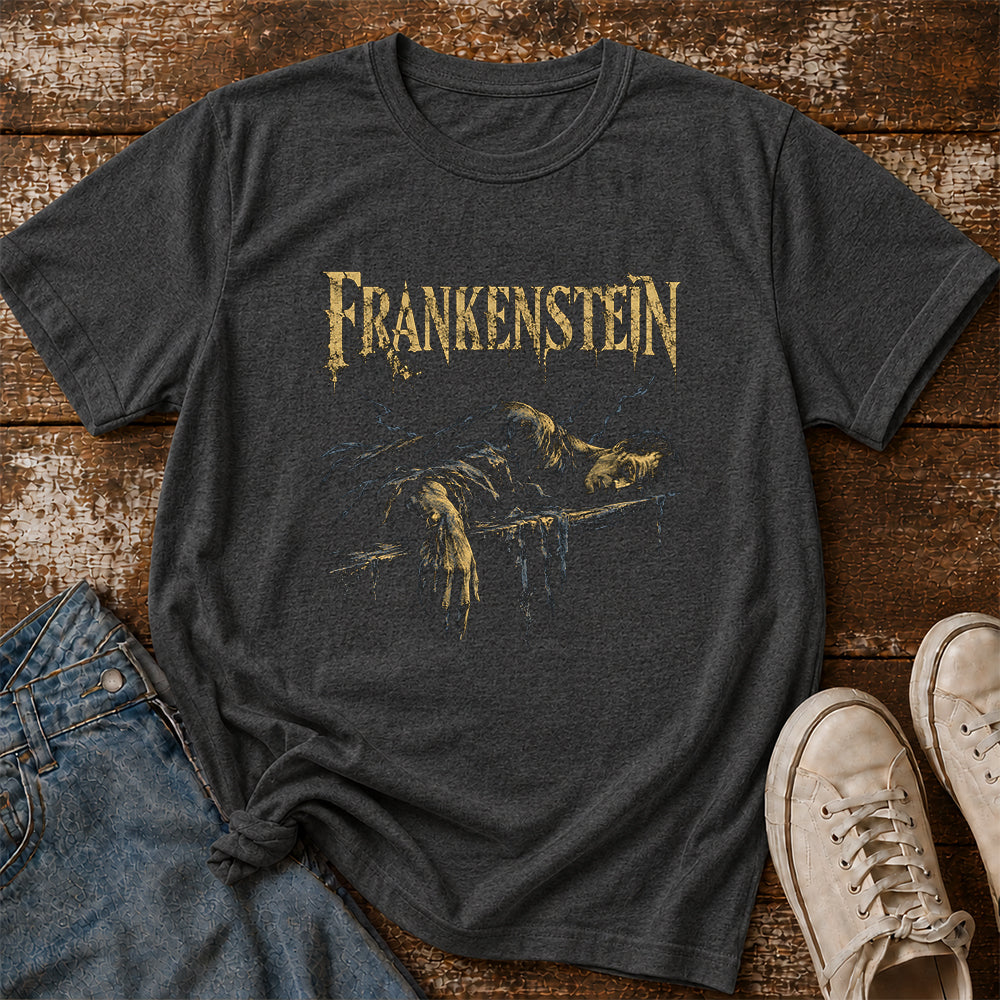 Frankenstein Printed T-Shirt | Halloween Book Lover Gift Dark Heather