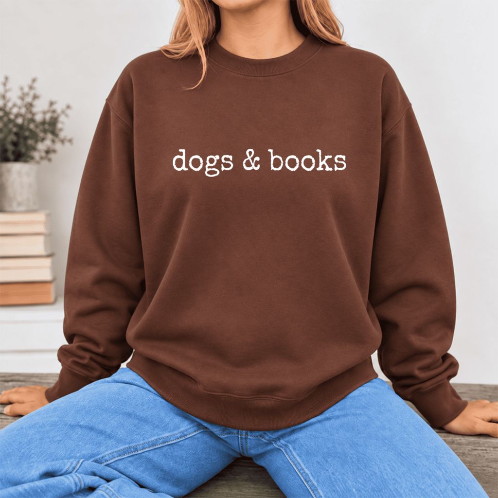 Dogs & Books Softstyle Sweatshirt | Dog Lover & Reader Gift Cocoa