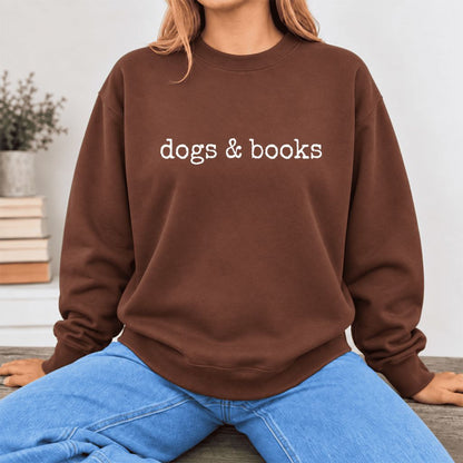 Dogs & Books Softstyle Sweatshirt | Dog Lover & Reader Gift Cocoa