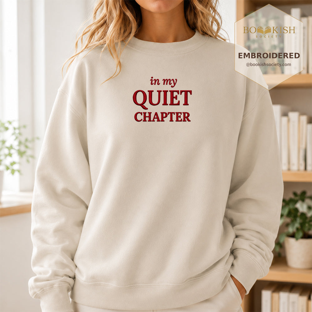 In My Quiet Chapter Embroidered Sweatshirt | Reader Gift Sand
