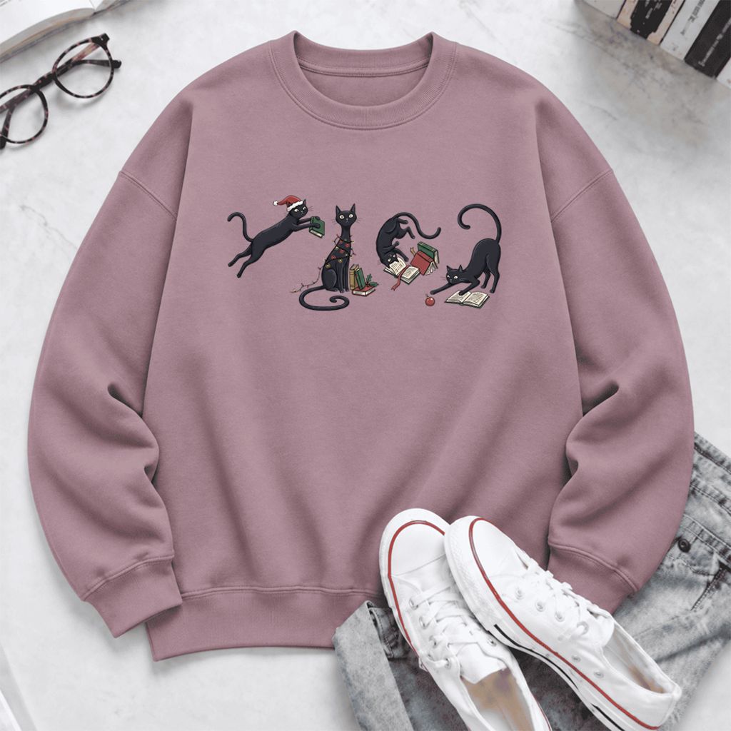 Christmas Reading Cats Softstyle Sweatshirt | Christmas Book Lover Gift Paragon