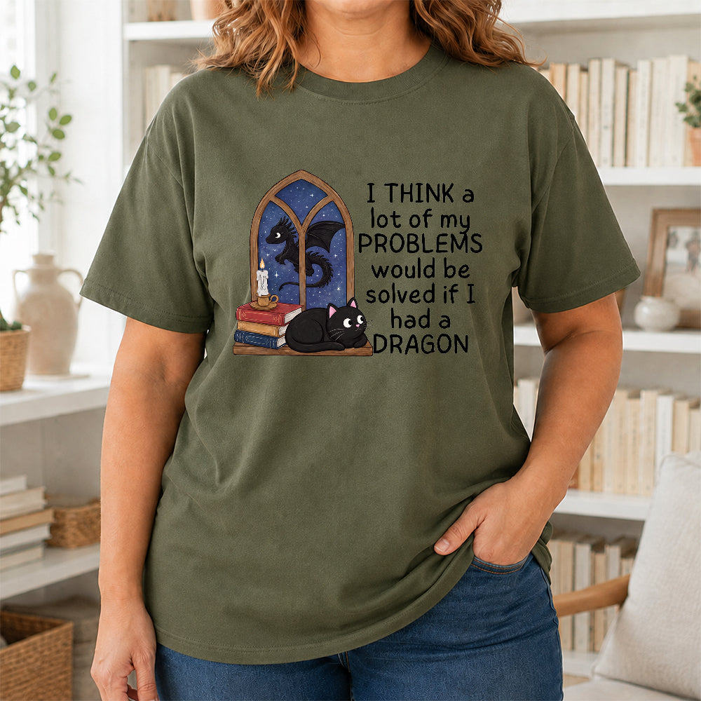 If I Could Have A Dragon Softstyle T-Shirt | Book Lover Gift Military Green