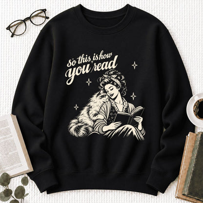 How You Read Ragdoll Softstyle Sweatshirt | Cozy Cat & Book Lover Gift Black