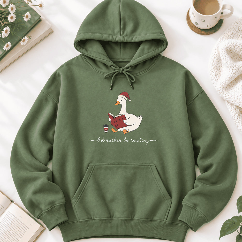I'd Rather Be Reading Softstyle Hoodie | Christmas Book Lover Gift Military Green