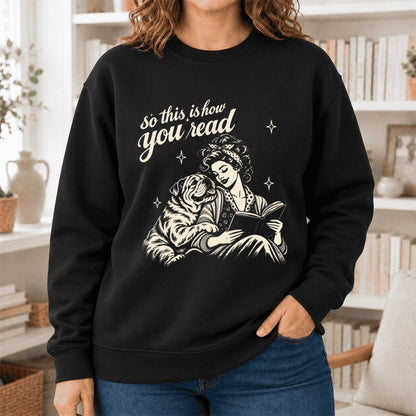 How You Read English Bulldog Softstyle Sweatshirt | Cozy Dog Mom Reader Gift Black