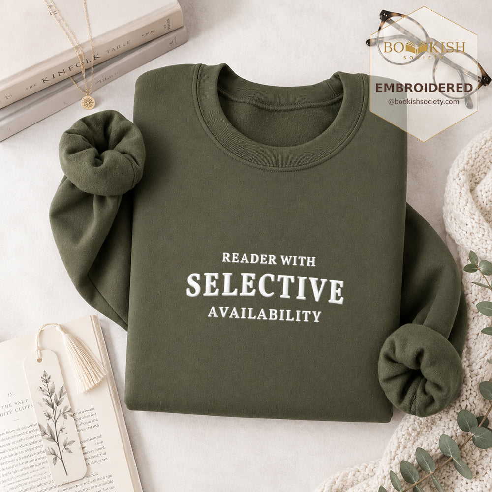 Reader With Selective Availability Embroidered Sweatshirt | Reader Gift Military Green