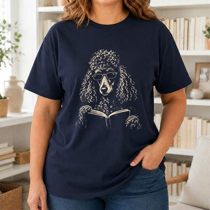 Poodle Reading Book Softstyle T-Shirt | Book Lover Gift Navy