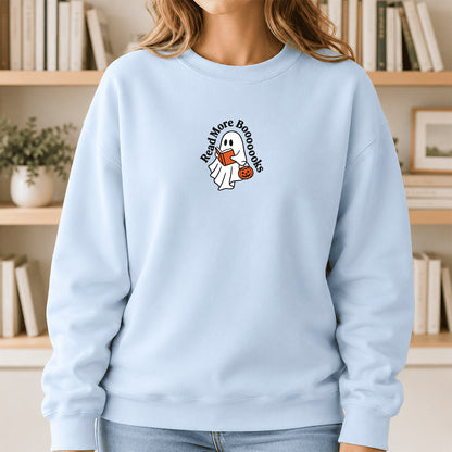 Read More Book Crewneck Sweatshirt | Halloween Reader Gift Light Blue