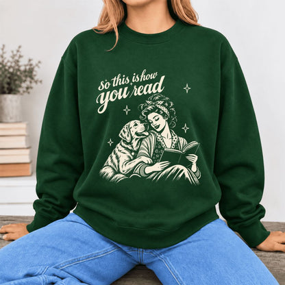 How You Read Labrador Retriever Softstyle Sweatshirt | Cozy Dog Mom Reader Gift Forest Green
