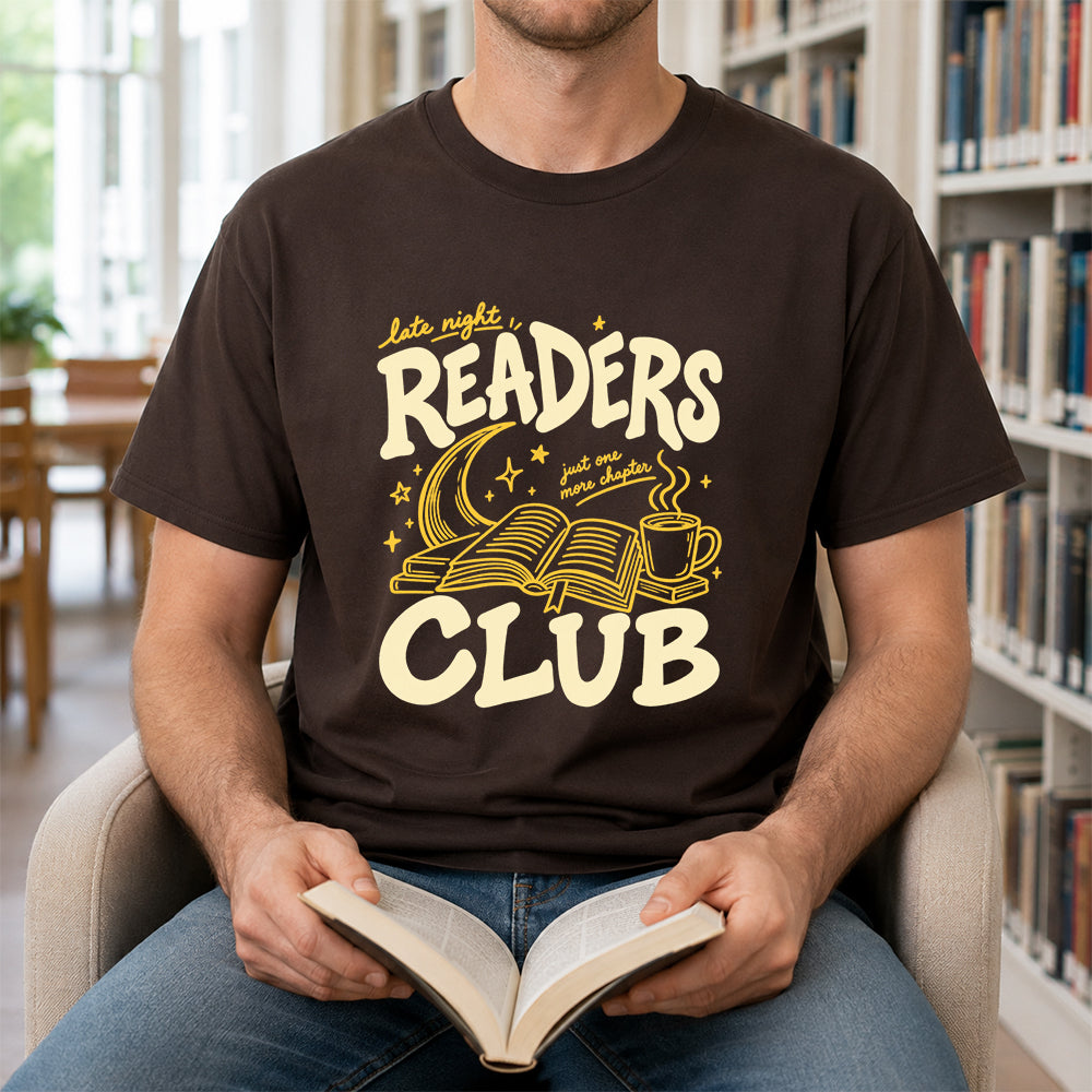 Late Night Readers Club Softstyle T-Shirt | Book Lover Gift Dark Chocolate