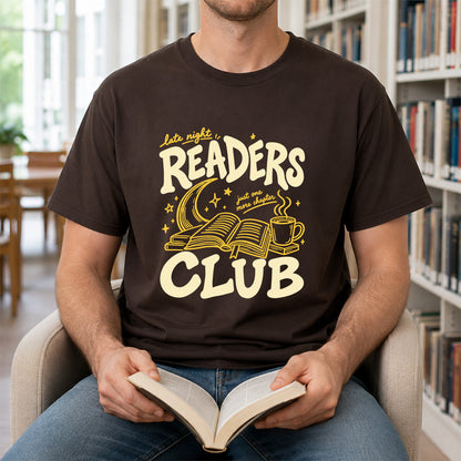 Late Night Readers Club Softstyle T-Shirt | Book Lover Gift Dark Chocolate