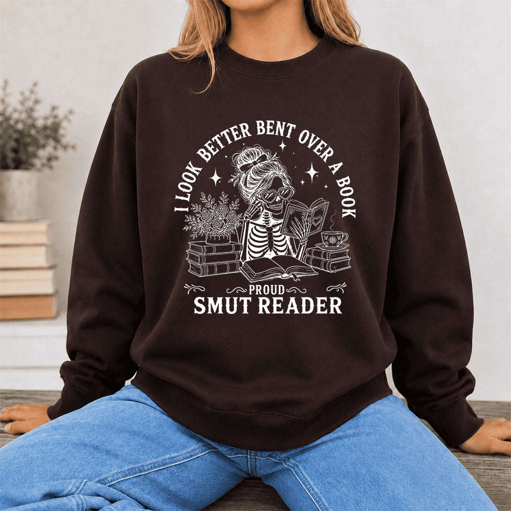 I Look Better Bend Over A Book Crewneck Sweatshirt | Reader Gift Dark Chocolate