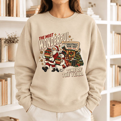 The Most Wonderful Time Softstyle Sweatshirt | Christmas Reader Gift Sand