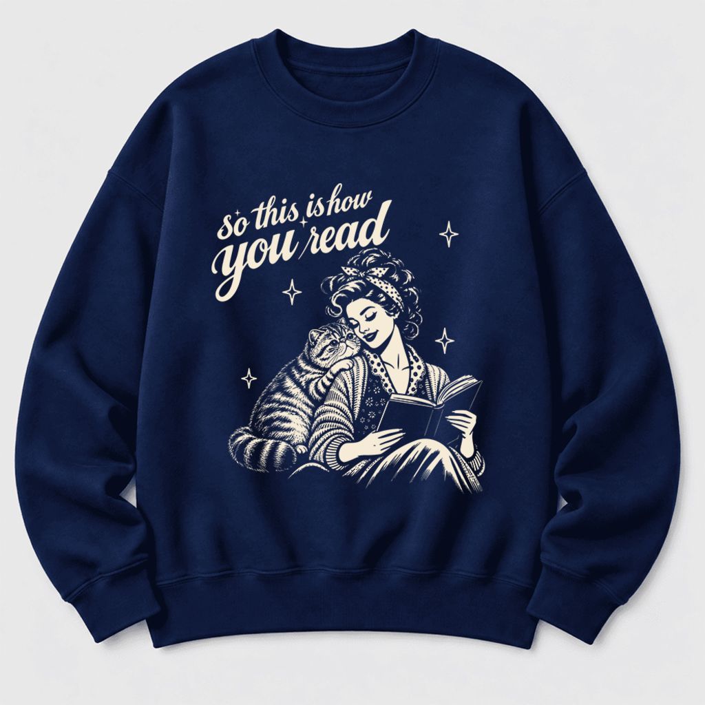 How You Read Exotic Shorthair Softstyle Sweatshirt | Cozy Cat Lover Reader Gift Navy