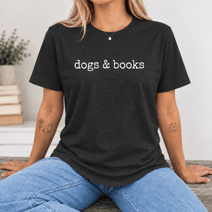 Dogs & Books Ultra-Soft Cotton T-Shirt | Dog Lover & Reader Gift Black Heather