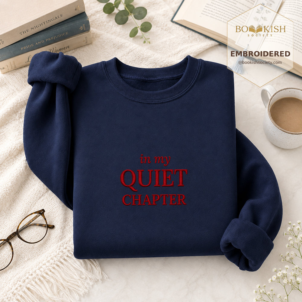 In My Quiet Chapter Embroidered Sweatshirt | Reader Gift Navy